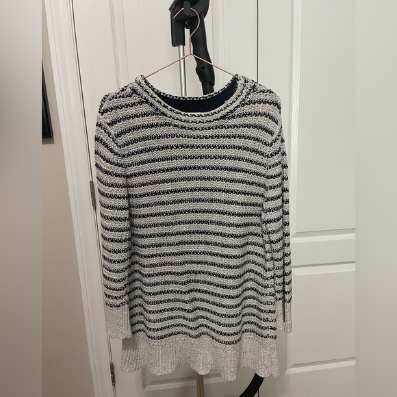 Ann Taylor Factory Sweaters - Ann Taylor Factory. Gray/navy blue stripes.